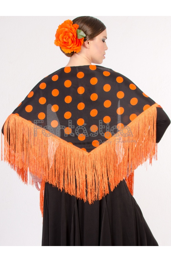 Vestido de Flamenca / Sevillana para Mujer Color Negro y Naranja