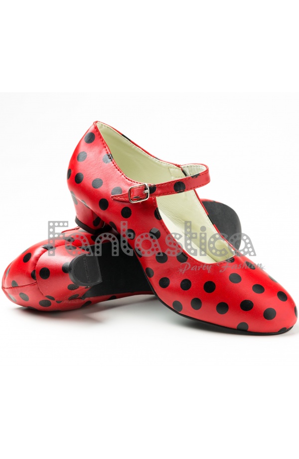 Zapatos para Flamenco Color Rojo y Lunares Negros - Tallas para
