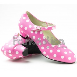 dentro de poco Inmundicia Críticamente Zapatos para Flamenco Color Rosa y Lunares Blancos - Tallas para Niña y  Mujer