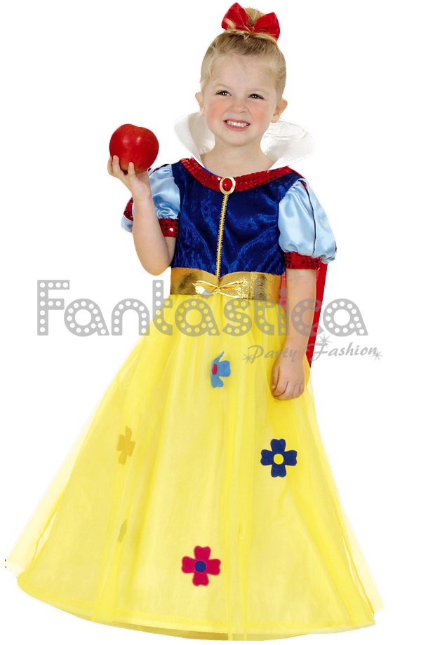 Vestido De Princesa Blanca Nieves Incluye Capa Y Diadema
