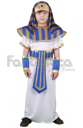 Niño de dibujos animados con traje de faraón egipcio