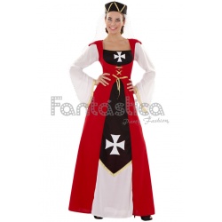 Disfraz de dama medieval con vestido para mujer