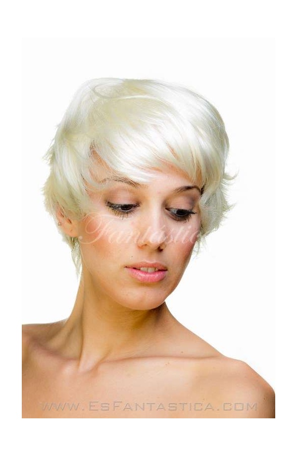 Short Platinum Blonde Straight Wig For Woman Carey