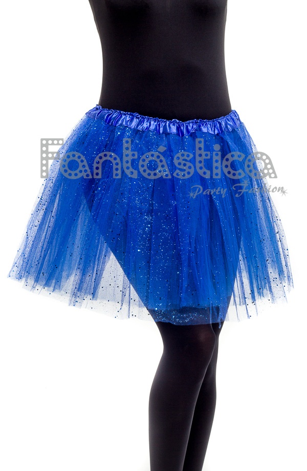 Tutú para Ballet y Danza - Falda de Tul para Mujer Color Azul con  Brillantitos Strass