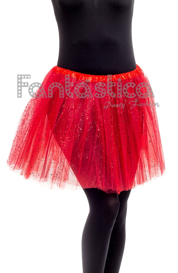 Tutú para Ballet y Danza - Falda de Tul para Mujer Color Rojo con  Brillantitos Strass