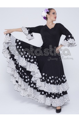 Falda flamenca blanca y negra modelo Marisma-Talla 38