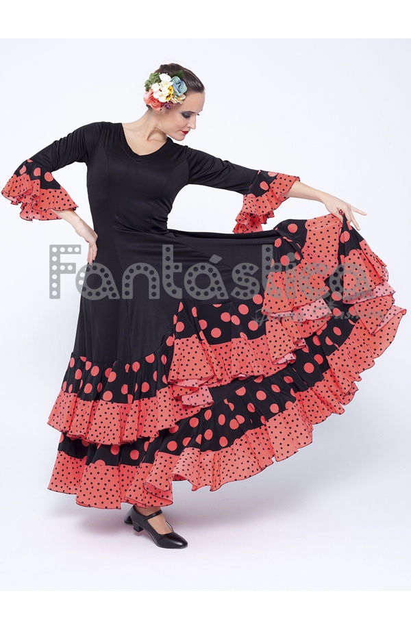 Disfraz de Flamenca Rojo con Lunares Negros para Niña
