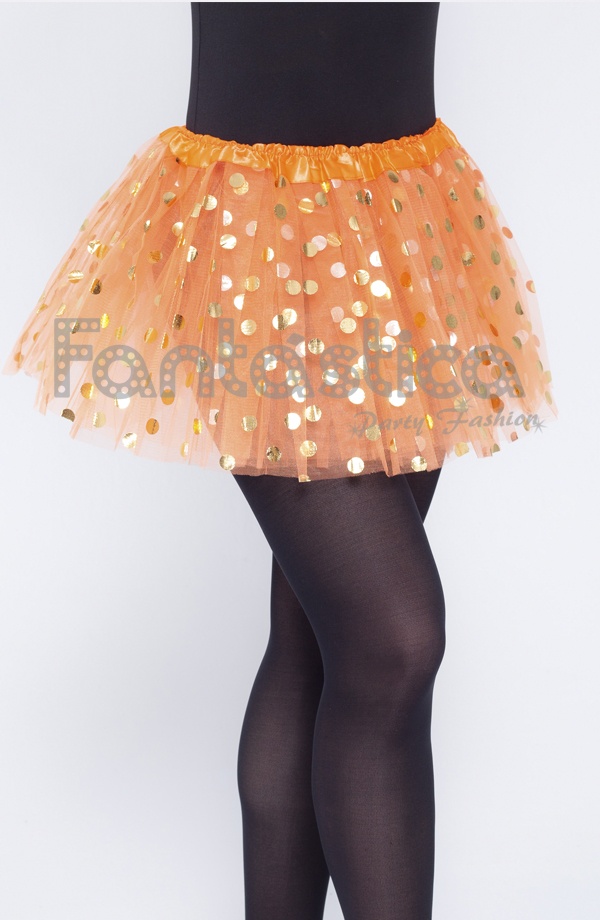 Tutú para Ballet y Danza - Falda Tul con Lunares para Niña y Mujer Color Naranja