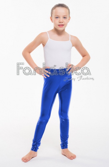 Leggings Azules Metalizados Años 80 para Mujer
