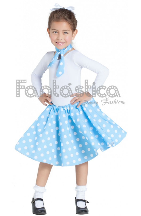 Disfraz para Niña Falda y Azul Turquesa años 50