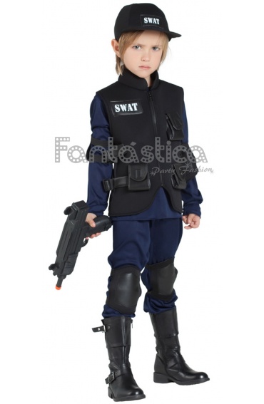 Young Heroes - Disfraz de policía SWAT para niños, talla S