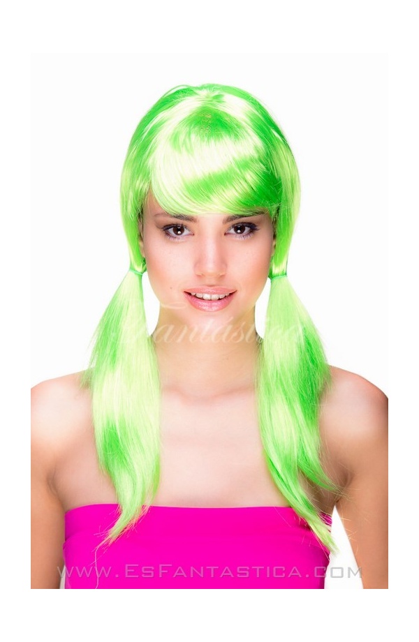Long Neon Green Straight Wig 8675