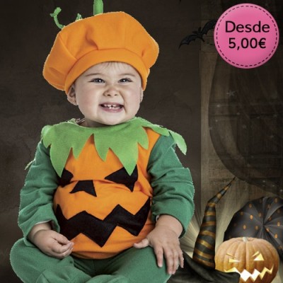 Little devil, vampire, witch and pumpkin costumes for babies
