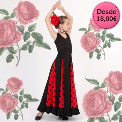 Falda flamenca Económica de niña- MÁLAGA TURQUESA - Faldas flamencas de NIÑA <